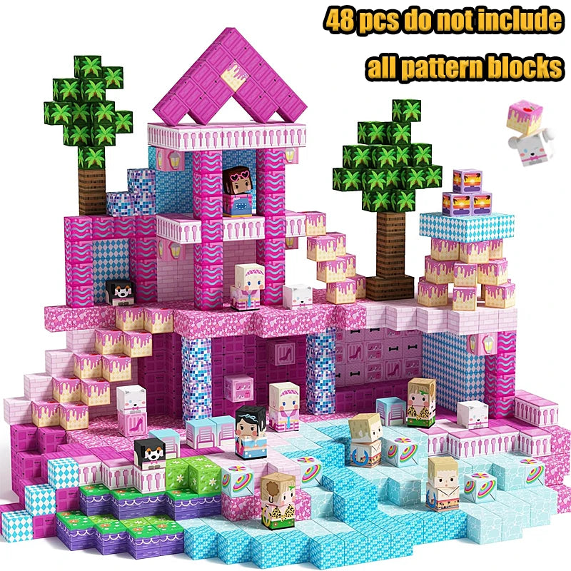 Magnetic Building Blocks New Mine World Magnetic Snow Ice Castle Construction Brick Cube STEM Boy Girl Children Toy Set Gift