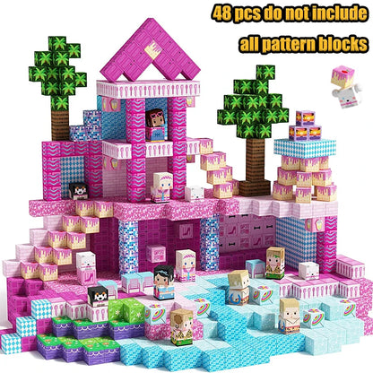 Magnetic Building Blocks New Mine World Magnetic Snow Ice Castle Construction Brick Cube STEM Boy Girl Children Toy Set Gift