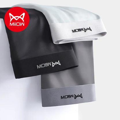 MiiOW 3Pcs Ice Silk Men Boxer Underwear Sexy Mens Underpants Graphene Antibacterial Men's Panties Breathable Boxers Briefs L-5XL