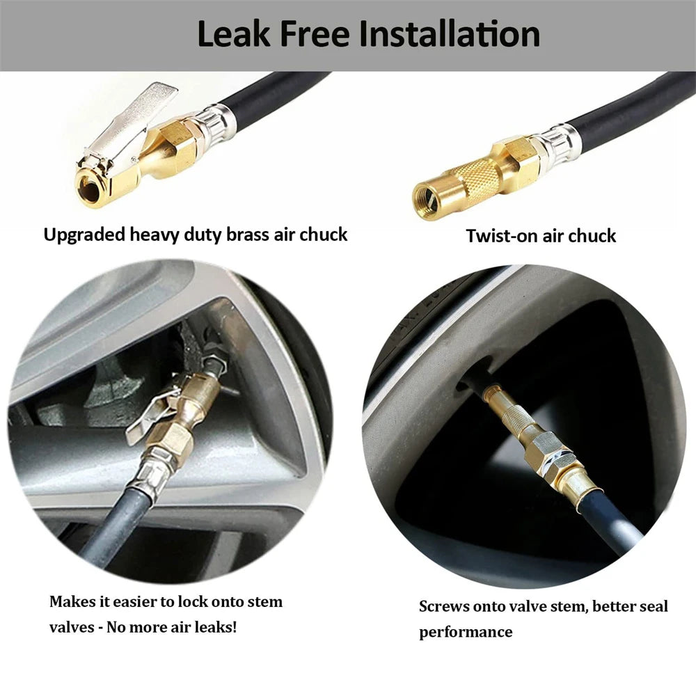 250PSI Digital Tire Pressure Inflator Gauge Aluminum Alloy Tire Pressure Gauge Air Line Clip-on Tyre for Motorcycle Bicycle Auto