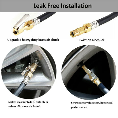 250PSI Digital Tire Pressure Inflator Gauge Aluminum Alloy Tire Pressure Gauge Air Line Clip-on Tyre for Motorcycle Bicycle Auto