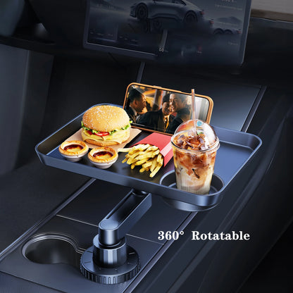 Eary Car Cup Holder Tray Table Swivel Car Food Tray Table for Front/Rear Seat for Eating Drinking Sauce Holder for Car Road Trip