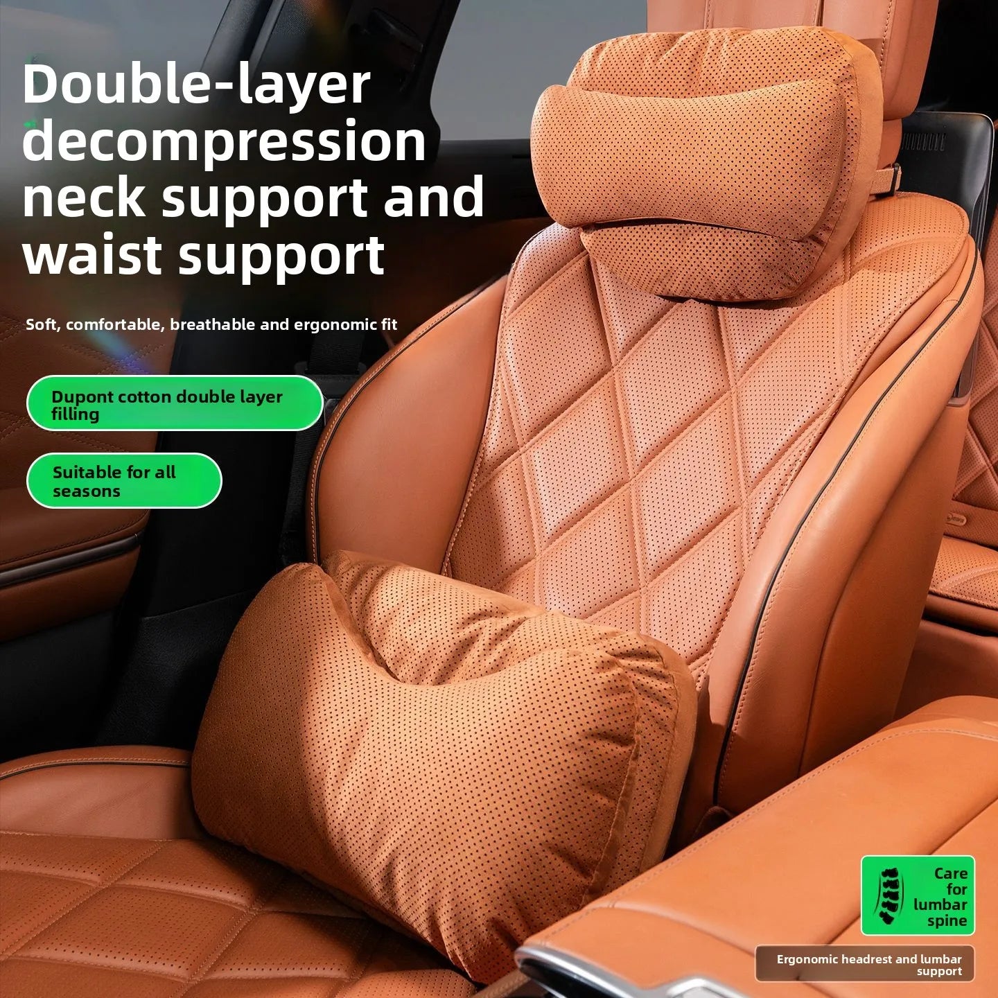 High Quality Universal SUV Car Headrest Cushion Car Seat Neck Pillow High-grade Leather Breathable Lumbar Support Car Pillow