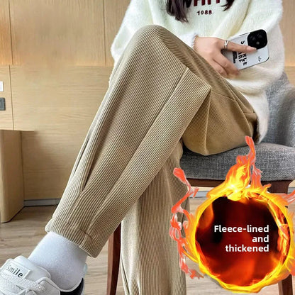 Autumn Winter High Waist Loose Thickened Fleece Harlan Pants Women's Casual Trousers Carrot Style Comfortable Loose Fit