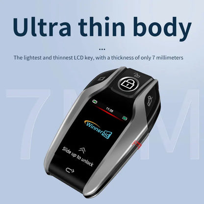LCD Smart Car Key Display 4 Buttons Multi Language Type C Charging Keyless Entry Carkey