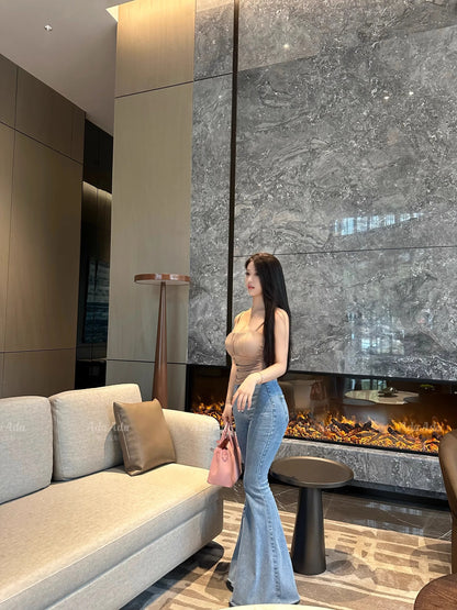 Slim Fit  Strap Vest Women Summer Inner Wear Beautiful Back  with Chest Pad Outerwear Cotton Polyester Elastic F...