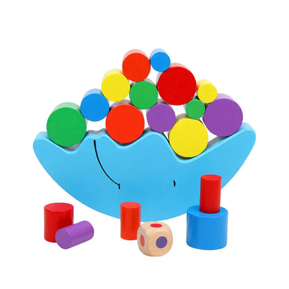 Wooden Balance Building Block Moon Boat Colorful Stacking Early Education Game Parent Child Interaction Activity for Kids