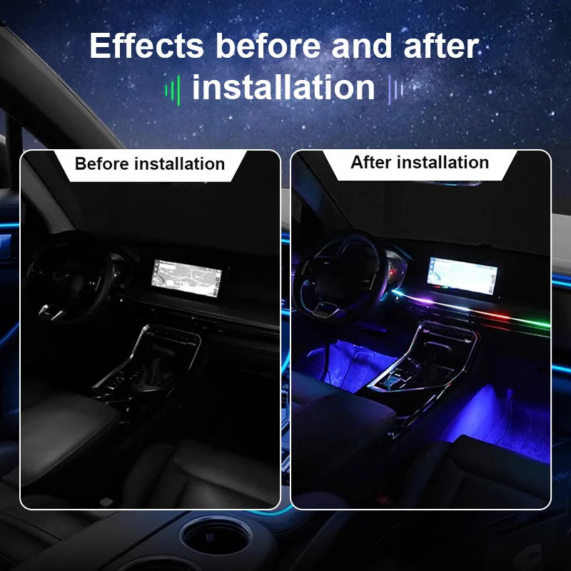 BLALION Car LED Ambient Strip Light 110cm USB Plug With App Remote Control Atmosphere Lights Auto Interior Decorative Lamp Fiber