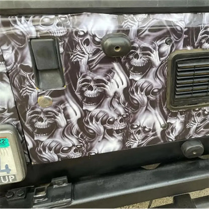 Motorcycle Car Body Color Change Film Skull Camo Grey Car Wraps Vinyl Cartoon Printed Adhesive Sticker