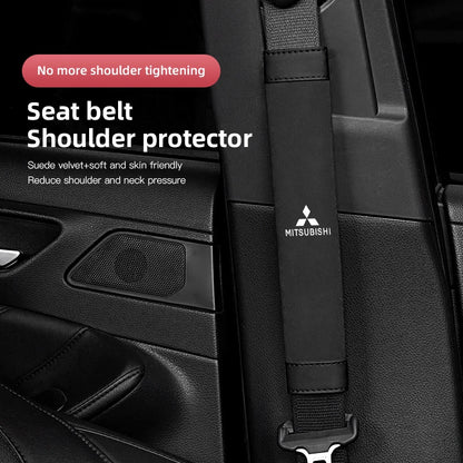 2Pcs Car Seat Belt Cover Shoulder Protector Auto Accessories For Mitsubishi Eclipse Lancer Outlander Pajero Ralliart Star Mirage