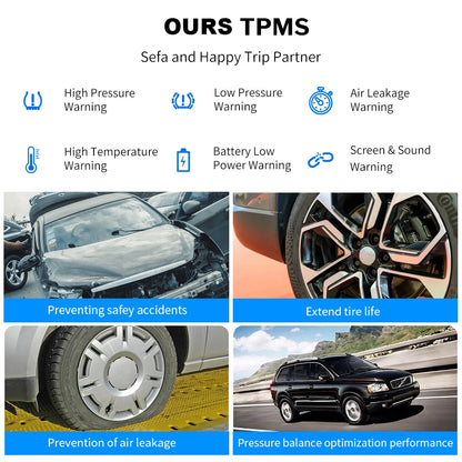 Solar Power TPMS Car Tire Pressure Alarm Monitor System Auto Security Alarm Systems Tyre Pressure Temperature Warning