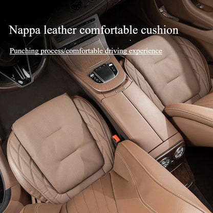 Nappa Leather Car Seat Cushion Rear Integrated Lumbar Support for All Seats Breathable Ventilated Comfort Auto Accessories