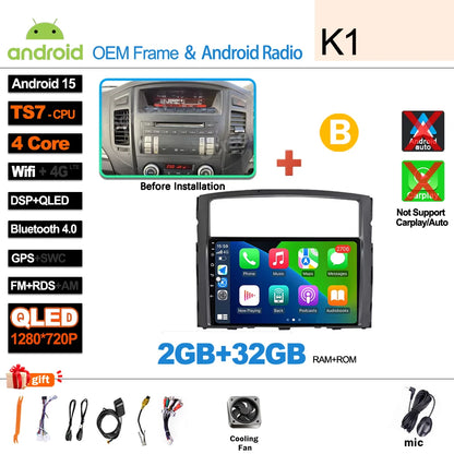 Android 16Carplay For Mitsubishi Pajero 4 V80 V90 2006 2007 -2014 Car Radio Video GPS Navigation Player Unit Multimedia Stereo