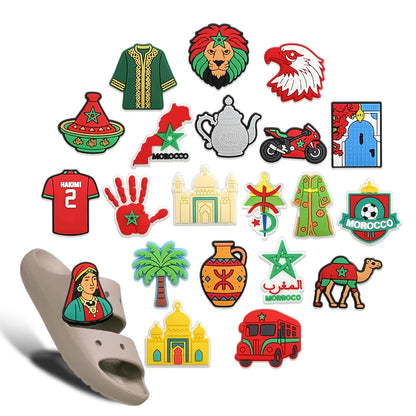 Morocco Hakimi 2 Jersey Shoe Charms, Soccer Team Eagle Lion Shoe Pins for Croc, Best Football Fan Gift