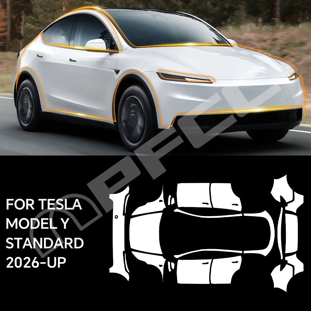 For Tesla Model Y Standard 2026 Clear High Gloss TPU PPF Paint Protection Film Self-Healing Scratch Resistant Invisible Car Wrap