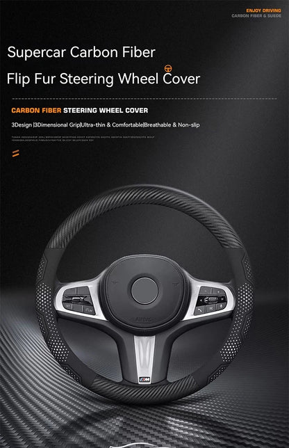 For SEAT Leon Ibiza FR 2 Ateca Arona Exeo Arosa Tarraco Mii Carbon fiber Suede Leather Car Steering Wheel Cover Auto Accessories