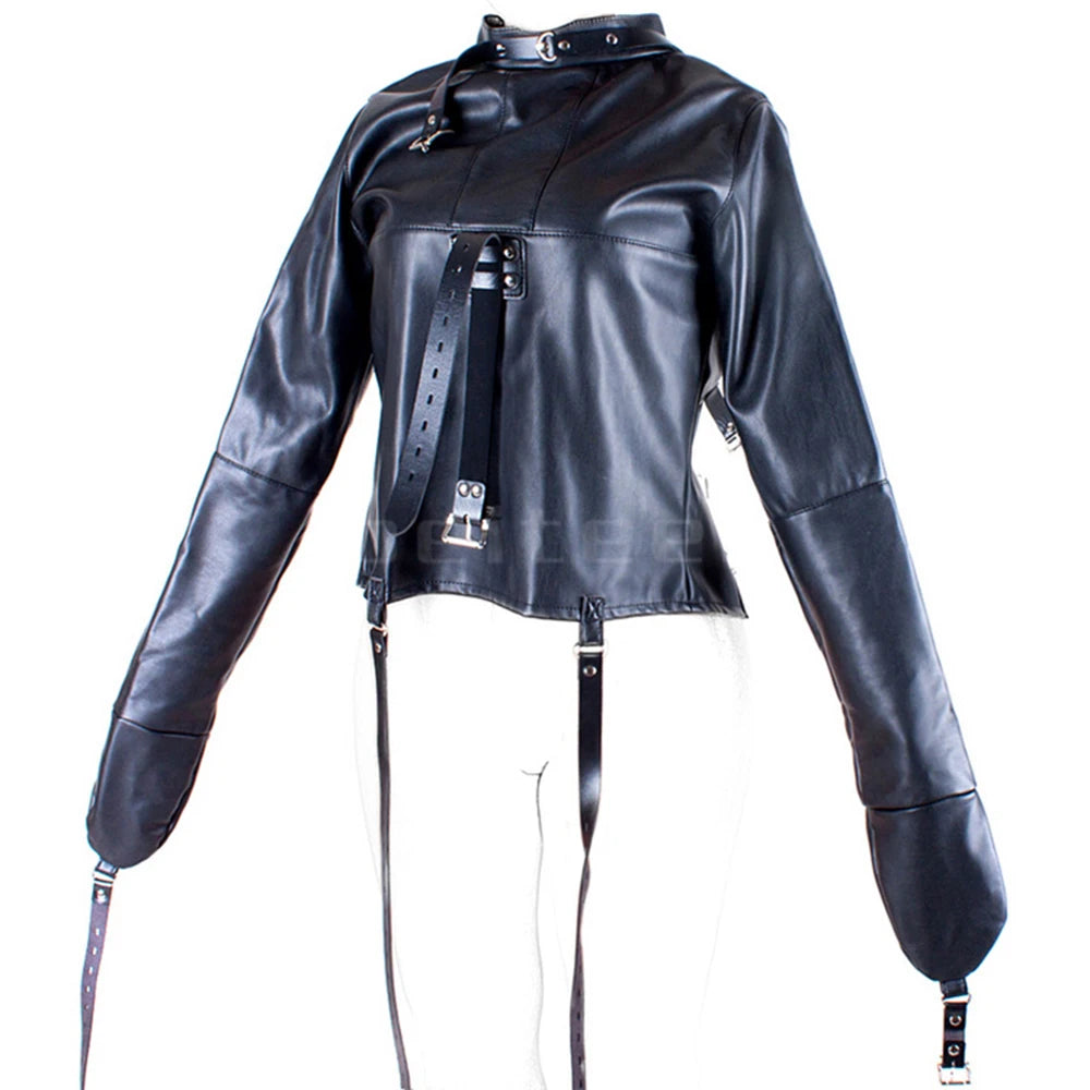 Female Sofe Leather Adjustable Binder Bondage Straitjacket Binding Slave Lockable Coat For Women Erotic Cosplay Adult Sex Toy