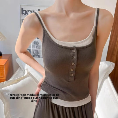 25 Styles Spicy Girl Single Wear Inner Wear Outer Wear Color Block Halter  with Chest Pad Vest Beautiful Back