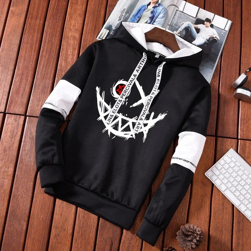 Evil Smile Printed Hoodie 2026 Trendy Mens Sweatshirt Jogger Set Winter Autumn Casual Sportswear Urban Streetwear Hooded Outfit