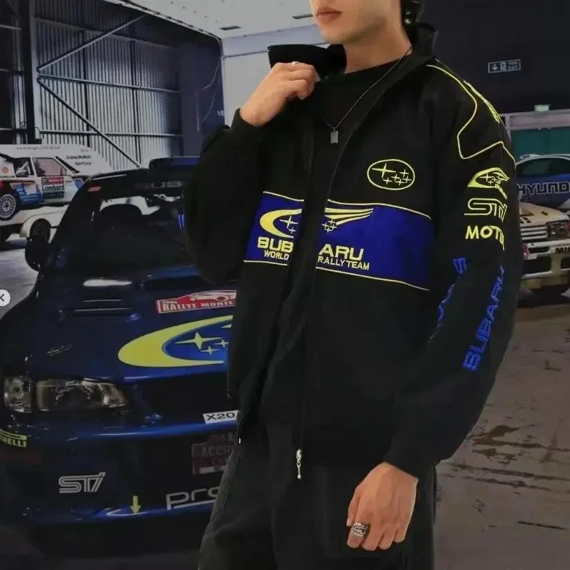 Spring and Autumn Subaru F1 sport embroidered racing suit long sleeved outdoor cycling jacket thin jacket