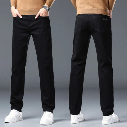Men's New Stretch Straight Jeans Business Versatile Trendy Youth Casual Regular Long Pants for Spring Autumn Male Denim Trousers