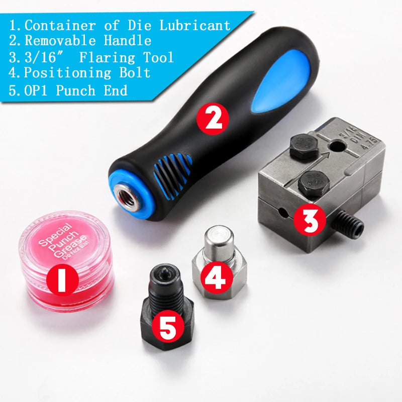 3/16" Brake Pipe Double Flaring Tool Kit Detachable Hand Held Tube Flare Tool Set for Car Brake Copper Line FlaringRepair 4.75mm