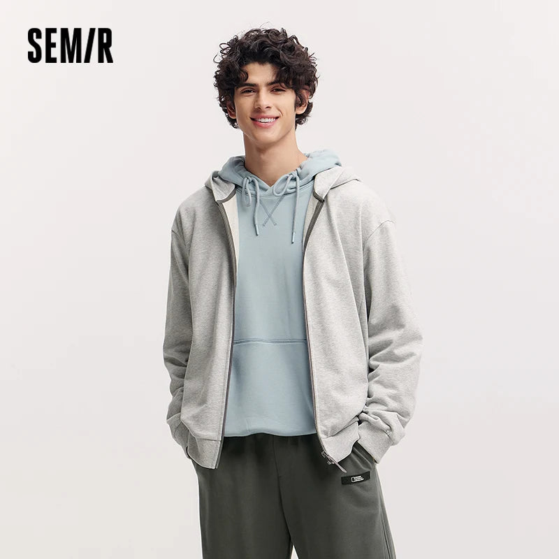 Semir Jacket Men Hooded Cardigan Coat Couple 2025 New Spring Casual Outfit Minimalist and Versatile for Daily Wear