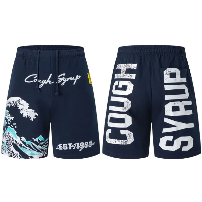 2026 New That's A Awful Lot of Cough Syrup Men's Casual Shorts Snow Mountain Print Shorts Loose Casual Beach Shorts