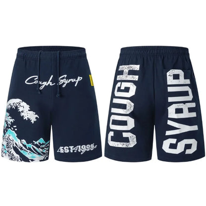 2026 New That's A Awful Lot of Cough Syrup Men's Casual Shorts Snow Mountain Print Shorts Loose Casual Beach Shorts