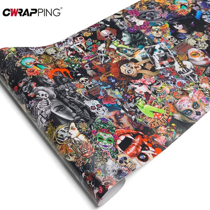 Graffiti Print Vinyl Wrap Supplies Car Livery Graffiti Wrapping Foil Exterior Car Stickers Camouflage Film Waterproof Paint Tint
