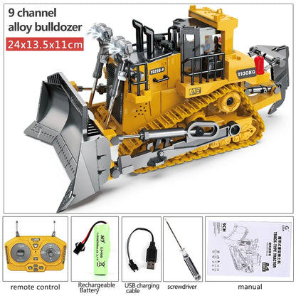 4WD RC Excavator Bulldozer Alloy Dump Truck Electric Remote Control Loading and Unloading Construction Vehicle Model Toy Gift