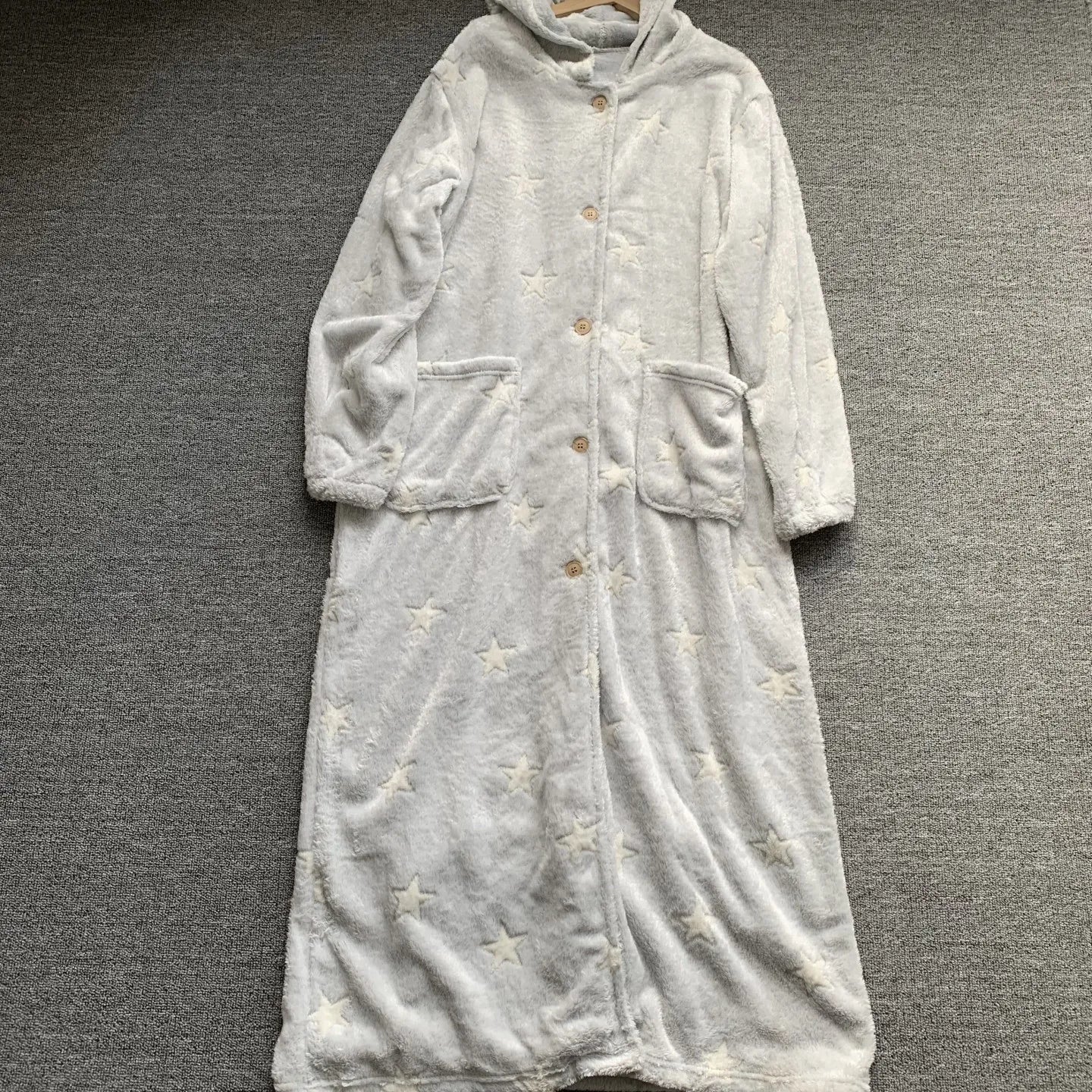 Couple's Hooded Sleep Robe Men's Women's Winter Long Length Heat Generating Drawstring Home Wear Couples' Sleepwear