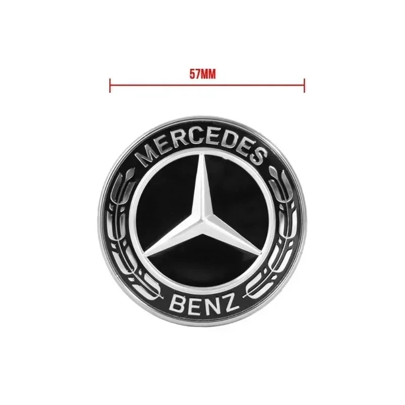 57mm Star Flat Hood Bonnet Logo Mercedes Benz W204 W124 W201 W202 W212 W220 W205 Emblem Badge stickers automobile Accessorie