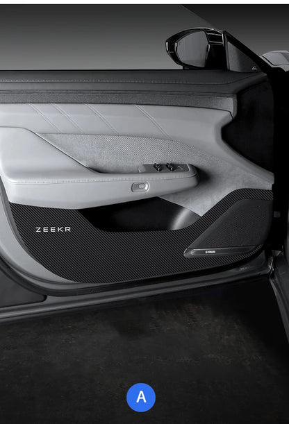For Zeekr 001 2024 2025，Leather Car Door Anti-kick Pad Front Rear Door Protective Pad Threshold Bar Car Modification Accessories
