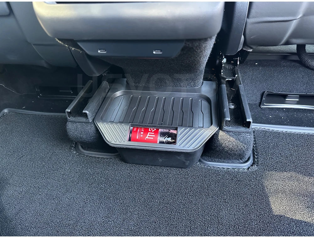 Rear Center Console Organizer for Tesla Model Y Juniper 2025 2026 Trash Can 2nd Row Under Floor Storage Box Bin Mat Accessories