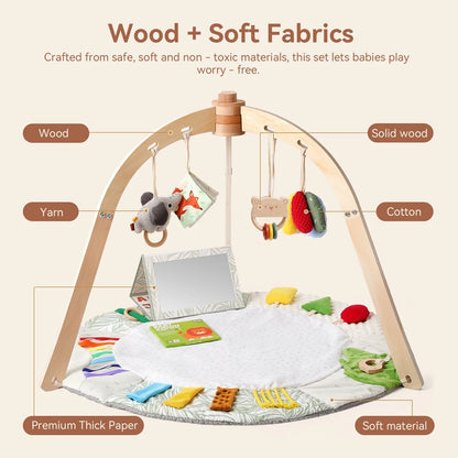 1Set Play Gym Frame Baby Activity Wooden Fitness Frames Play Gym Mobile Baby Accessories Rattle Toy Baby Room Decoration Newborn