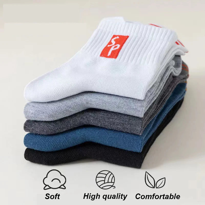 5Pair New Men's Sports Socks Cotton High Quality Casual Business Walk Socks Spring Autumn Fashion For Men Size EU38-45