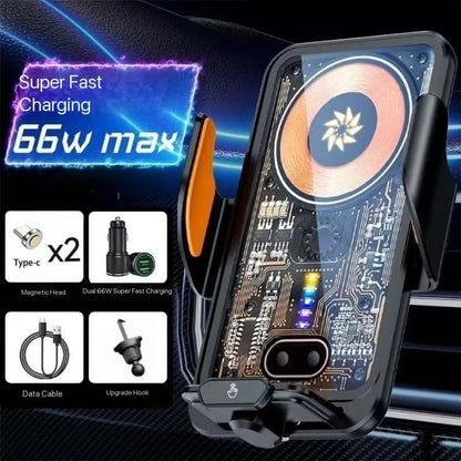 66W Fast Charging Car Phone Holder Wireless Magnetic Charging Base  Fully Automatic Sensor Activation Function