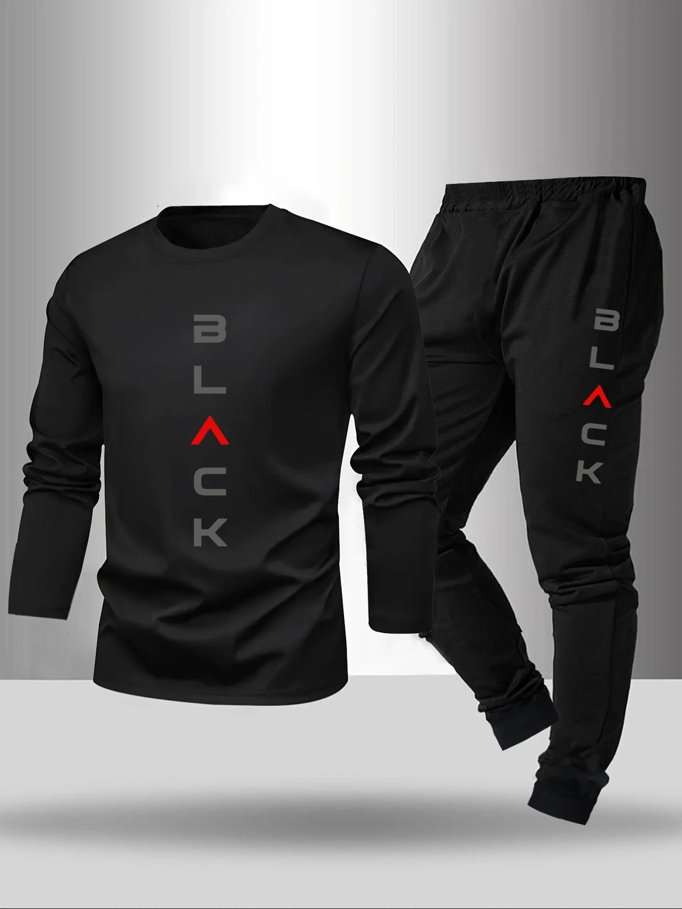 2-piece men's sleepwear set for spring summer autumn winter long sleeved pants letter patterned base shirt home wear set