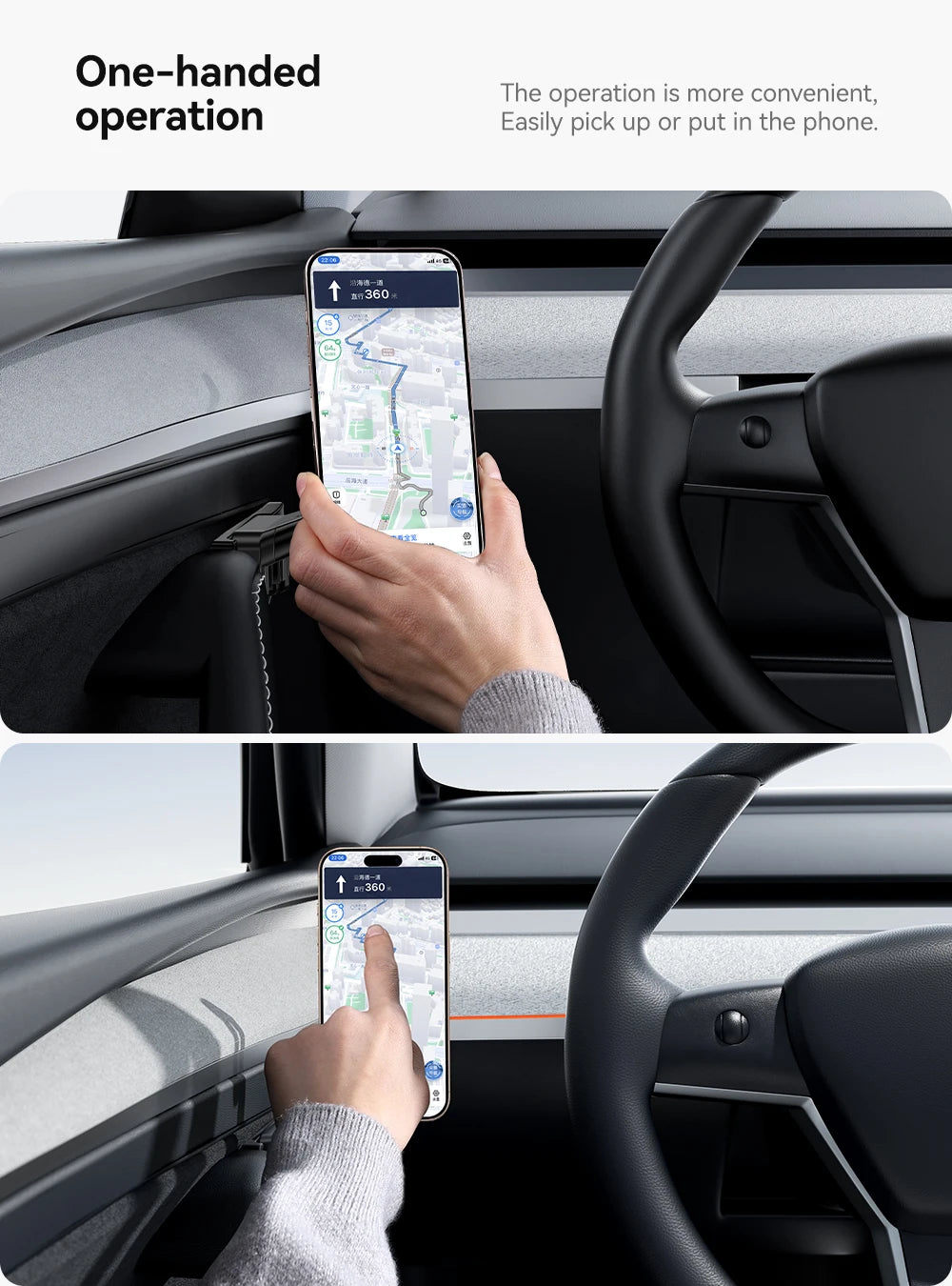 YZ For Tesla Model 3 Y Highland Juniper Door Handle Magnetic Car Phone Holder 360 Degree Rotation Metal Car Mount for All Phones
