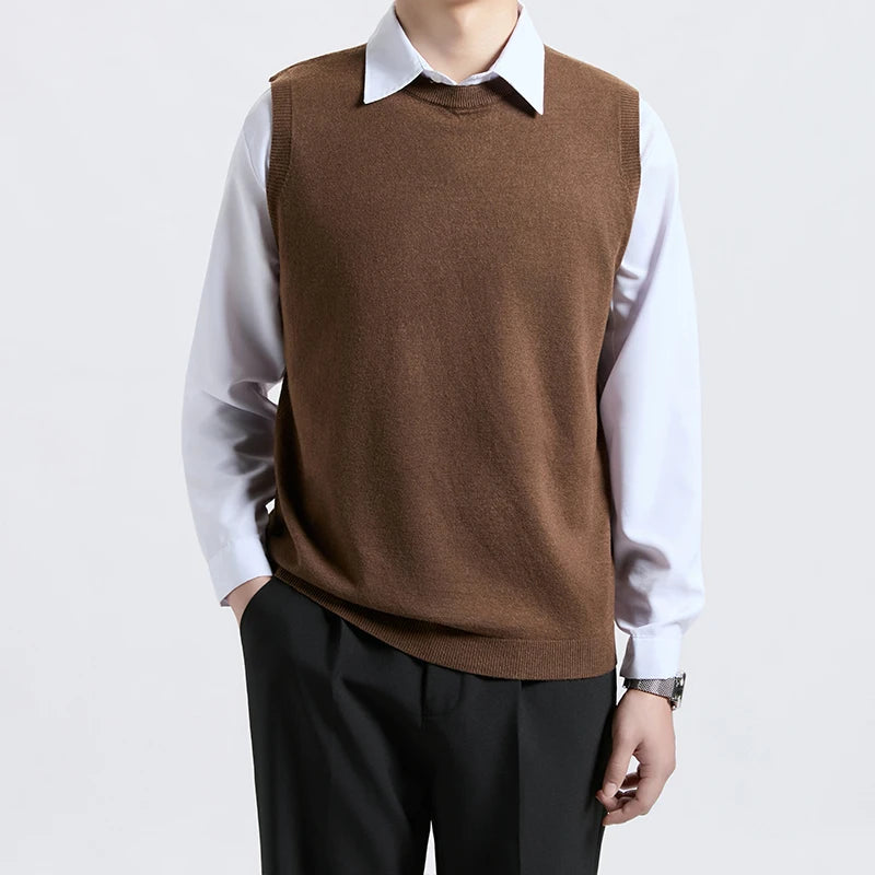 Cityboy Knitted Vest for Men Autumn Winter Trendy Brand Sleeveless American Style High-End Feel Shoulder Top Outerwear