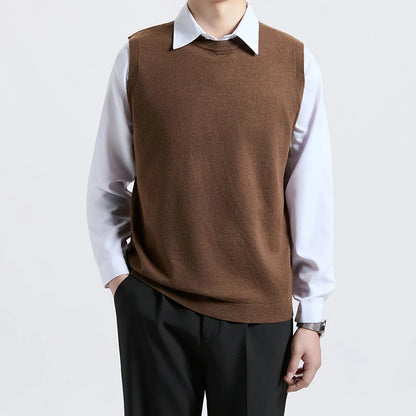 Cityboy Knitted Vest for Men Autumn Winter Trendy Brand Sleeveless American Style High-End Feel Shoulder Top Outerwear