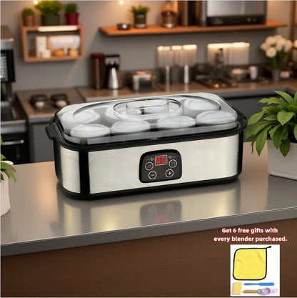8 Glass Jar Electric Yogurt Maker with Fully Adjustable Fermentation Settings for Customizable Yogurt Making Perfect for Home Use