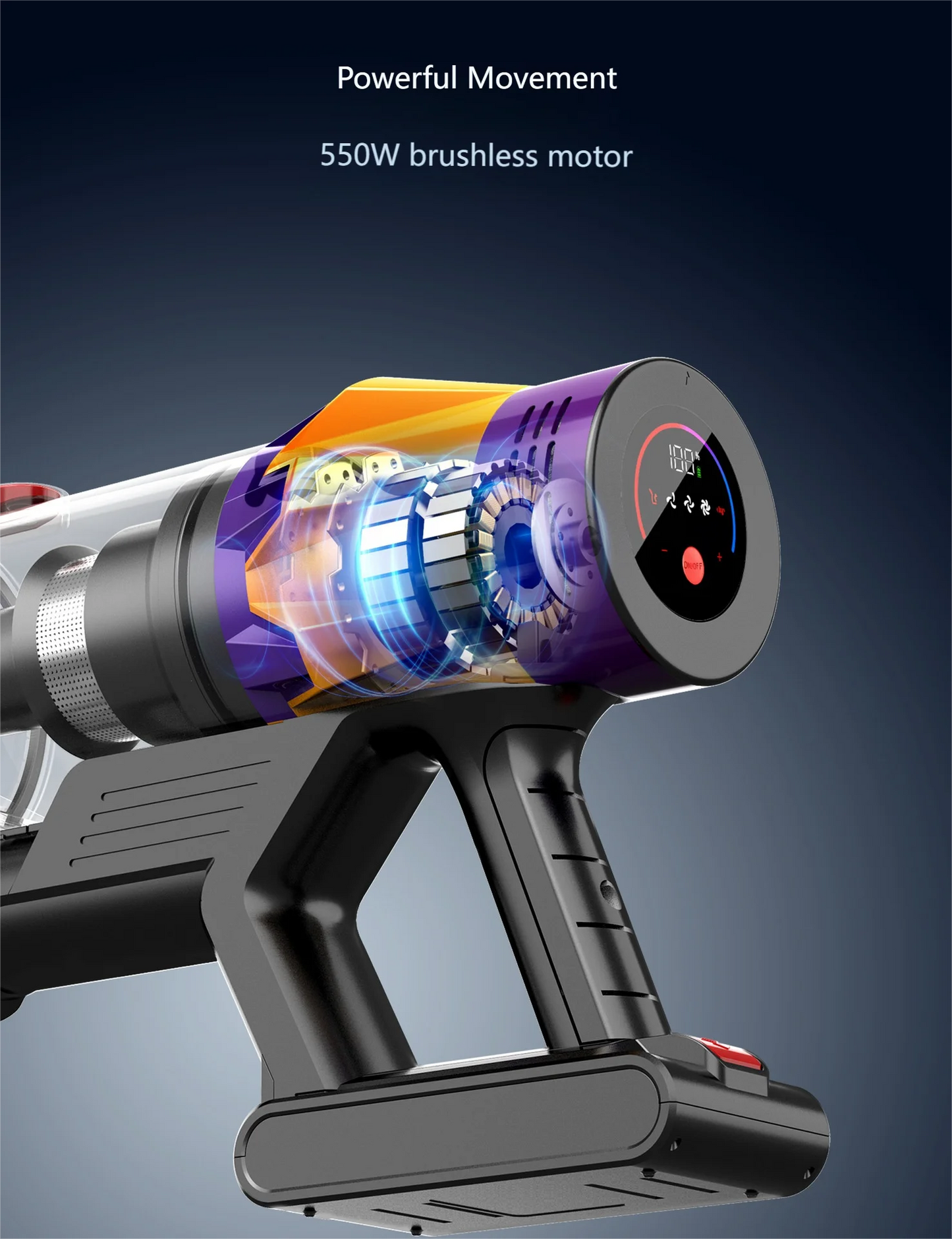 V18 Cordless Vacuum Cleaner 550W 35000PA - Powerful Brushless Motor, Household Vacuum Cleaner Pet Brush Large Suction