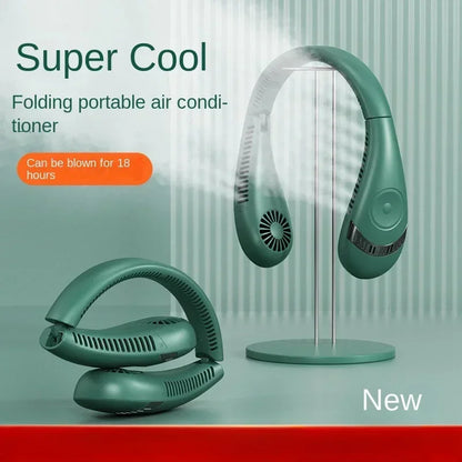 Portable Neck Fan Foldable Small Cooling Fan Air Conditioner Rechargeable USB Bladeless Neck Fan Personal Wearable Cooler