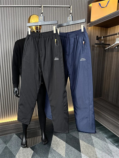 Warm Cotton-filled Outdoor Casual Pants for Men Straight Leg Winter Trousers Fashionable Long Pants Cold-resistant