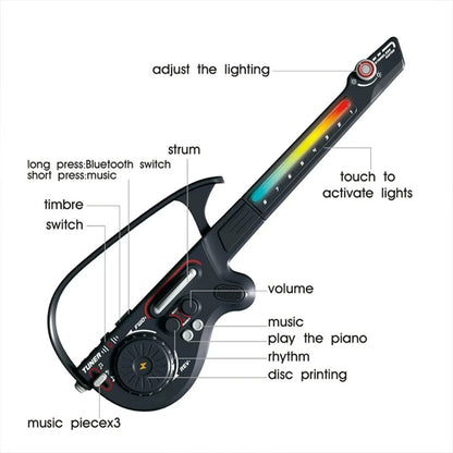Intelligent Non String DJ Electronic Guitar Foldable Bluetooth Connect Multifunctional Music Toy Integrated Guitar for Party