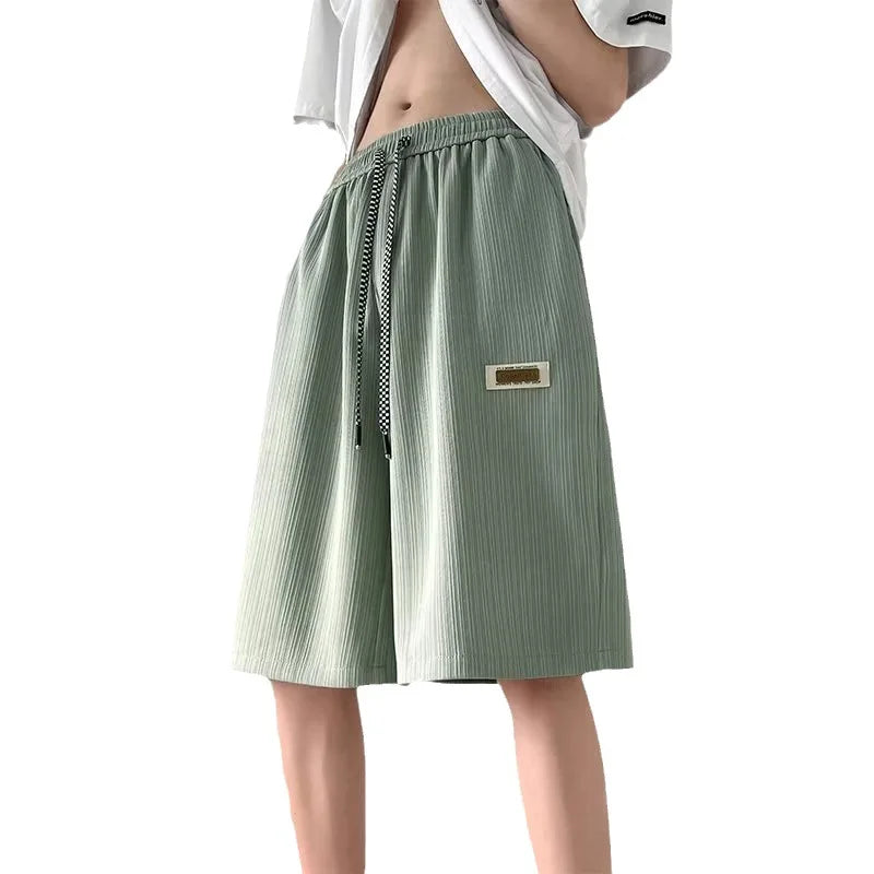 Men's Ribbed Lounge Shorts Checkered Drawstring Casual Summer Pants 2026