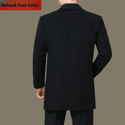 Men's Woolen Coat Medium Length Busin Casual Suit Collar Windbreaker Jaet Warm Long Sve Pure Color Autumn Faion