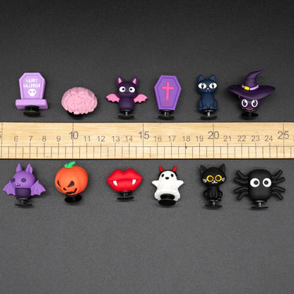1/15pcs 3D Halloween Party Horrible Shoe Accessories Black Cat Ghost Witch Shoe Charms Woman Men Kids Pins Buckle Decorations